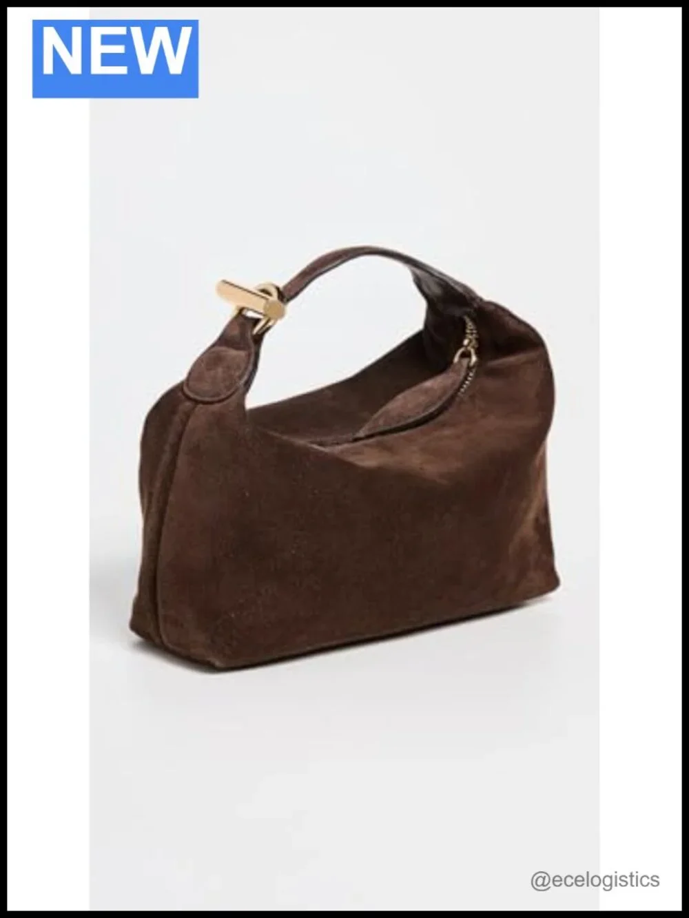 Liffner Pillow Pouch Micro Suede Clutch Bag Gold Ring Handle